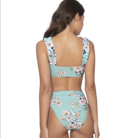PQ Swim Pily Q high waisted bikini bottom. posies print - Picture 4 of 7